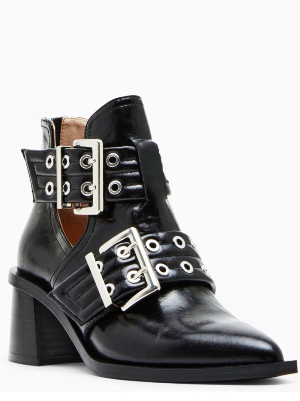 Steve Madden Black Buckled Cutout Ankle Bootie